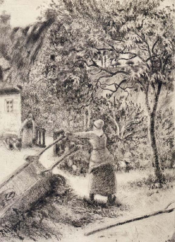Camille Pissarro Woman emptying a wheelbarrow Norge oil painting art
